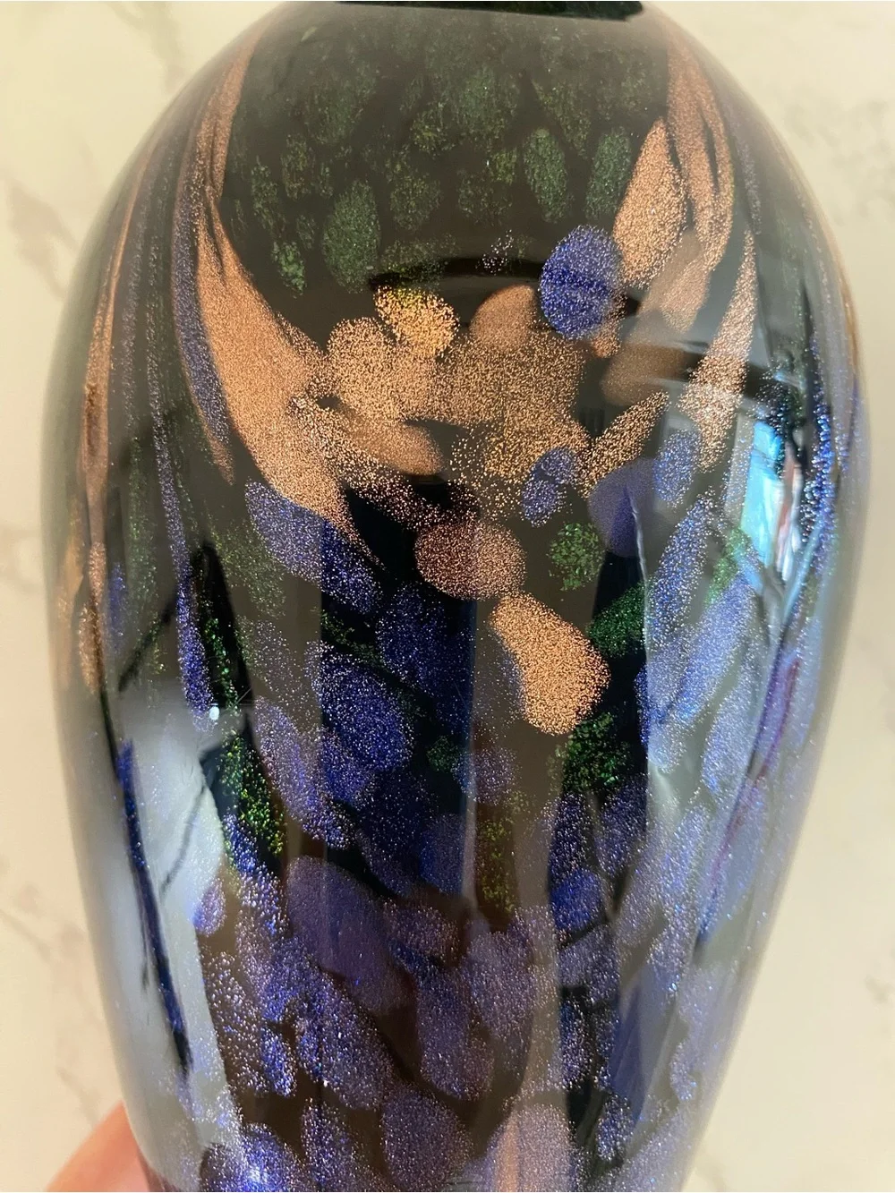 Dale Tiffany Iridescent Blue-Green Glass Vase vintage